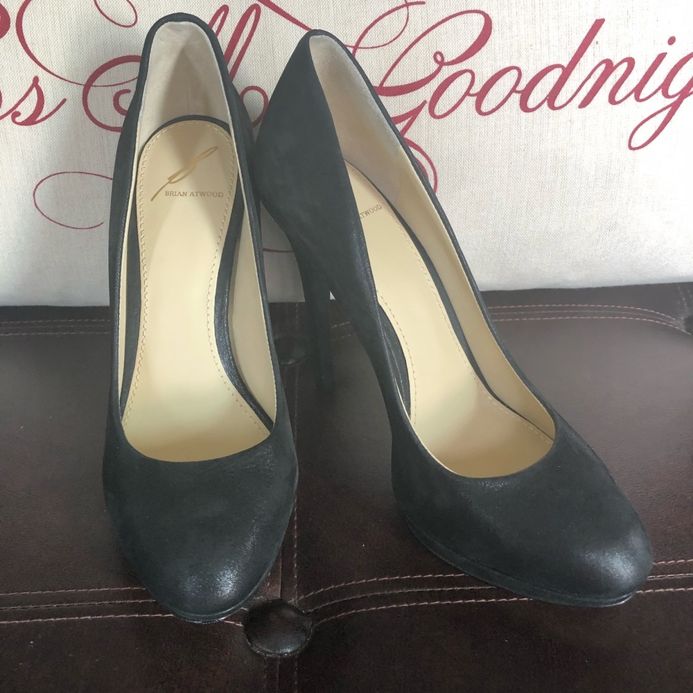 Brian Atwood black leather stilettos